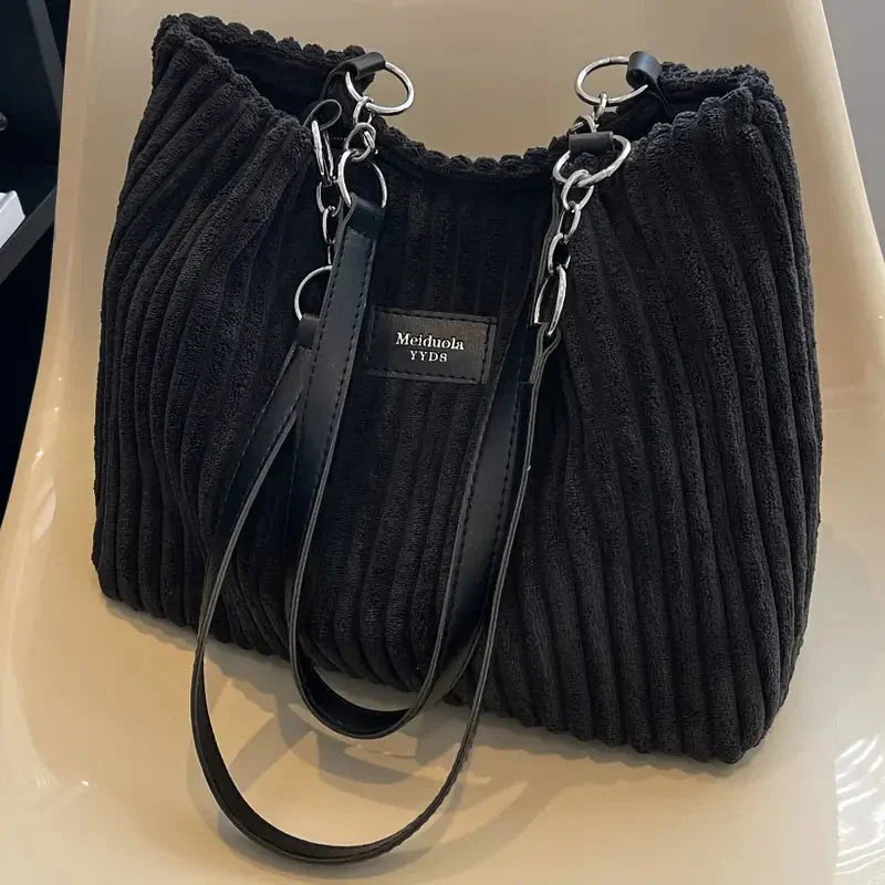 Luxe Ribbed Tote